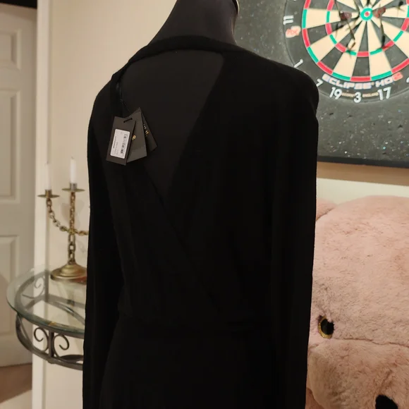 Maje Black Wool Drape Sweater Rolland Open Back Midi Dress size 1/Small 0260 - Picture 8 of 16